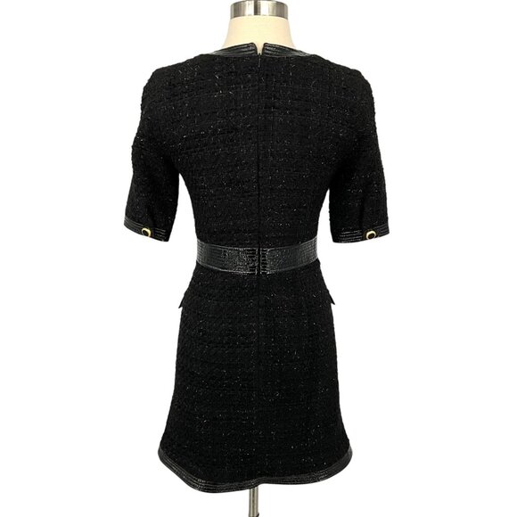 Veronica Beard Simona Tweed Button Front Dress Black Short Sleeve Size 00 - Picture 6 of 11
